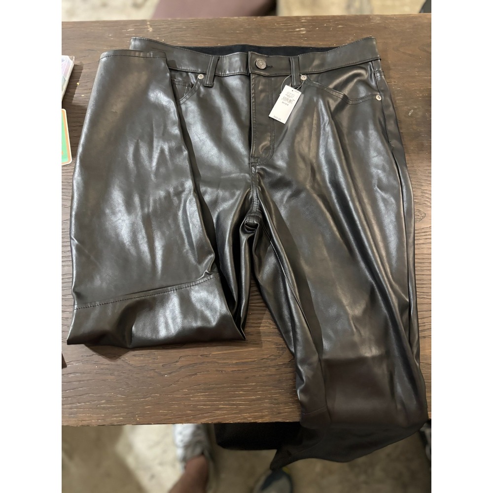 GAP DENIM 12 / 31 S High Rise Vintage Slim Black Leather Style Pants New RTL $89